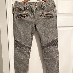 Balmain Medium Wash Ribbed Skinny Jeans